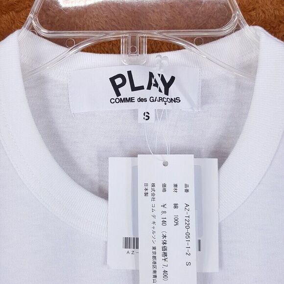 COMME DES GARCONS Shirt Adult Small White Pullover Crew Big Heart Logo Play Tee - Picture 6 of 9
